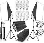 Softbox Lighting Kit Professional Photography 8x45W 5500K Continuous Lighting Equipment Softbox Studio Lights with Carrying Bag for Portrait Product Fashion Video Shooting, Podcast, Interview