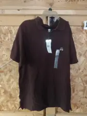 Marc Ecko Men's Size Small Button Collar Dark Chocolate Shirt Short Sleeve Skull