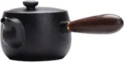 TOPPERFUN 1PC Black Pottery Elegant Teapot Retro Kung Fu Tea Set for Home Office Chic Decorative Teaware Comfortable Handle Design for Leisure Tea
