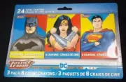 New DC Comic Justice League Wonder Woman Batman Super Man 3 Pack 24 Crayons Kids