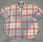 American Eagle Shirt Womens XS Red Blue Plaid Go Big Beach Flannel Cover Up
