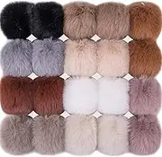 20 Pieces Faux Fur Pom Pom, Faux Rabbit Fur Balls with Elastic Loop, Removable Knitting Fluffy Faux Pom Pom for Hats Keychains Scarves Gloves Bags DIY Crafts Accessories (10 Colors, 2Pcs Each Color)