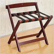 Luggage Rack,Guest Room Folding Suitcase Stands,Holds Up to 132 Lb,with Webbing and Backrest,Suitcase Bag Holder for Guest Room Bedroom and Kitchen,Space Saving(Brown 1)