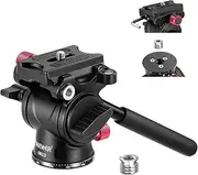 NEEWER Fluid Tripod Head with Handle & Arca Type Quick Release, Aluminum Alloy Panorama Drag Pan Tilt Head with ø43mm Scaled Base for Compact Camcorder DSLR Camera, Max Load: 3kg/6.6lb, GM23