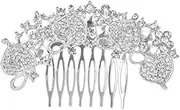[Generic] Women's Flower Crystal Bride Wedding Side Combs Accessories Floral Bridal Side Combs Headpiece for Women, Brides Accessories (Silvery, One Size)