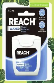 REACH Dental Floss Waxed X 50 Metres, White FREE DELIVERY AU