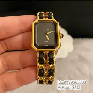 二手 CHANEL 香奈兒 Premiere系列首映錶 經典 黑金 皮穿鍊手錶腕錶 S號/M號 女錶