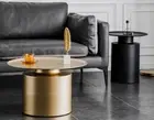 COFFEE TABLE SET BLACK GOLD METAL MODERN SIDE TABLE NEW