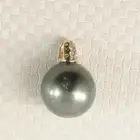 Baroque Black Tahitian Pearl & Diamond Dimpled-Bail Pendant