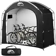 Happy Travel Bike Storage Tent Shed,Large Outdoor Waterproof Bicycle Covers Shelter with Window for 2/3 Bikes,Oversized Outside Portable Sheds for Lawn Mower,Garden Tools (Black)