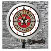 Dads Full Serv Garage Lighted Wall Mount White Gas Pump Globe Advertising Clock