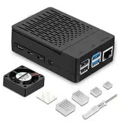 Raspberry Pi 4 Case, Raspberry Pi 4 Fan ABS Case with Black With Large Fan