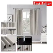 Stylish 54" Long Faux Linen Blackout Curtains with UV Protection - Greyish White