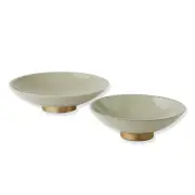 2pc Pilbeam Living Everleigh Aluminium Shallow Fruit Bowl Container Decor Taupe