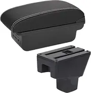 Car Armrests Fit for Suzuki SX4 Armrest Interior Parts Car Armrest Box Retrofit Parts Storage Box Car Interior Accessories Console Armrest(B3 Black White 3USB)