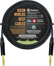 15 Foot - Gotham GAC-4/1 (Black) - Star Quad - 2xShielded (100% Coverage) Balanced Patch Cable w/Neutrik NP3X-B ¼ Inch (6.35mm) TRS Plugs - Custom Made by WORLDS BEST CABLES