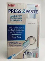 Press 2 Paste Hands Free Automatic Toothpaste Dispenser Bonus Toothbrush Holder