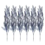 6Pcs Artificial Palm Leaves Plants Fake Fronds Faux Greenery Decor, Navy Blue