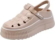 [generic] Women's Slippers Roman Shoes Hollow Out Beach Flat Sandals Khaki FMFG001.04.1