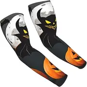 [FSCEV] Halloween Moon Bat Pumpkin Sun Protection Arm Sleeves Outdoor Essentials Cooling Compression Golf Hiking Cycling
