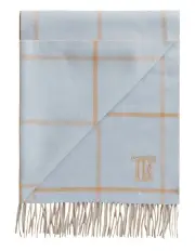 [Trenery] Wool Check Reversible Scarf in Powder Blue