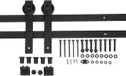 Amazon Basics Sliding Barn Door Hardware Kit, 2.01 meters, J Shape, Black