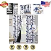 Cattleya Floral Blackout Curtains Set 2 Panels - Noise Reducing Thermal Drapes