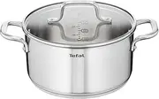 Tefal, Virtuoso Induction Stainless Steel Stewpot 24cm/5.3L + Lid, E4924674, 3X Stronger Titanium Non-Stick Coating, Thermo Signal Technology, Suitable for All Cooktops, Dishwasher Safe