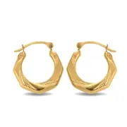 14K Yellow Gold Beaded & Solid Octagon Hoop Earrings (0.60")