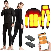 [IMYOGI] Cozy 22 Zones Heating Underwears Suit, Battery Powered Heated Shirt and Pant Men Women Electric Thermal Base Layer Set