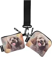[XYMZR] Galaxy Poodle Space Mini Zip Around Wristlet keychain Wallet for Women Personalized Pattern Detachable Dual Pouch Wristlet Portable Wallet Phone Coin Purse, Multi-colored, One Size