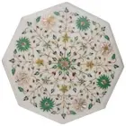 12" Marble Corner side Table Top Semi Precious Stones Malachite Inlay Work