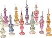 CraftsOfEgypt Genie Blown Glass Miniature Perfume Bottles for Perfumes & Essential Oils Set of 30 Decorative Vials Each 4 High (12cm) Assorted Colors
