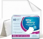 WhyWorry Disposable Incontinence Bed Pads 76 x 90 cm for Adults, Absorbent Underpads for Babies and Seniors, Leakproof Diaper Changing Pads, Pee Pads for Dogs and Puppy, 40 Count