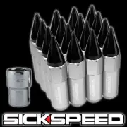SICKSPEED 16 PC POLISHED/BLACK SPIKED ALUMINUM 60MM LUG NUTS WHEELS 12X1.25 L11