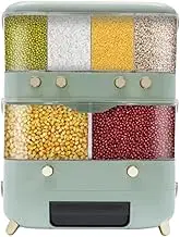 TooToo Dry Food Dispenser, Rice Grain Dispenser, Wall mounted 6 Grid Grain Dispenser, 10KG Cereal Storage Container for Organising Home, Kitchen & Pantry (Green)