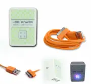 4 USB PORT HUB WALL ADAPTER+3FT CABLE CHARGER SYNC ORANGE FOR IPHONE IPOD IPAD
