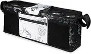 WONDERFOLD Universal Parent Console Stroller Organizer with Insulated Cup Holders, Hook & Loop Closure Handle Attachment, 2 Storage Pockets, Removable Shoulder Strap for Easy Transport, Sketches, 4