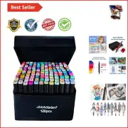 Versatile 120-Color Alcohol Sketching Markers with Chisel & Fine Points