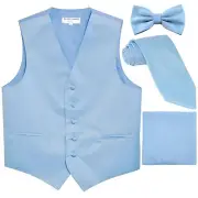 New Men's tuxedo Vest Waistcoat_Necktie, Bowtie & Hankie Set Light Blue formal