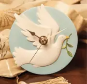 Dove With Olive Branch Clock By Ibis and Orchid Design New In Box