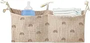 LeoLeozz 2pcs Changing Table Organizer | Crib Bedside Caddy Organizer | Portable Nursery Bassinet Accessories for Indoor Home Travel Kids' Room (Beige Yellow)