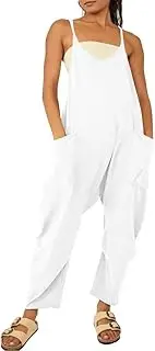 [Newffr] Women's Sleeveless Maternity Jumpsuits Casual Spaghetti Strap Overalls Long Harem Pants Romper with Pockets