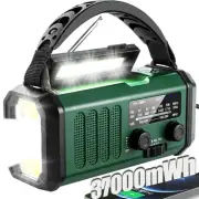 Hand Crank Emergency Radio,37000mWhSolar Powered Hand Crank Portable NOAA AM ...