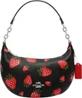 NWT NEW CH330 Payton Hobo W Wild Strawberry Print Canvas & Leather Black