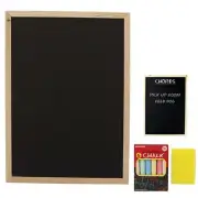 1 Kids Chalkboard Set With Eraser Dry Wipe Blackboard Hanging Draw Board