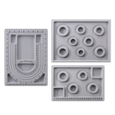 3Pack Jewelry Beading Boards - Flocked Trays for Bracelet, Necklace, & DIY7843