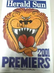 2001 Brisbane Lions -AFL Premiers Weg Poster (Original) signed by Leigh Matthews