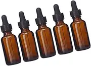 DRESSOOS 5Pack Refillable Amber Bottles with Dropper for DIY Essential Oil Blends Perfumes Aromatherapy Travel Use Easy to Clean