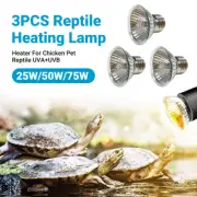 Reptile Heating Light Bulb 3-Pack - UVA+UVB Basking Lamp for Tortoise & Lizard
